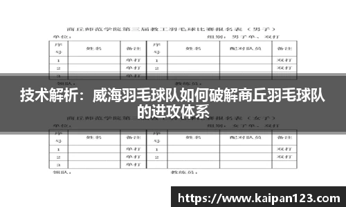 技术解析：威海羽毛球队如何破解商丘羽毛球队的进攻体系